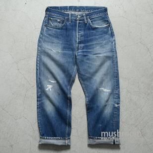 LEVI'S 501 BIGE JEANSEarly Type/GOOD REPAIR & INDIGO
