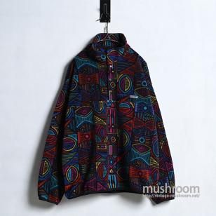 PATAGONIA ABORIGINE PATTERN FLEECE SNAP-Tʡ95/GOOD CONDITION