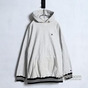 CHAMPION BLACK-RIBBED REVERSE HOODY1990'S/GOOD CONDITION/XX-LARGE