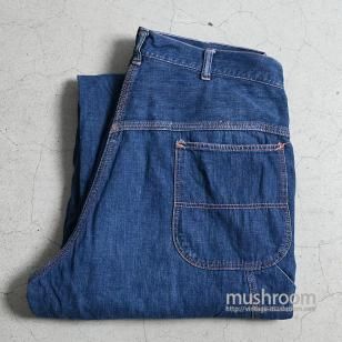 OLD DENIM PAINTER PANTS with FLANNEL LINING1950'S/GOOD CONDITION