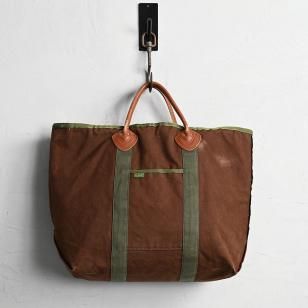 L.L.BEAN CANVAS TOTE BAG with LEATHER HANDLEBROWN/GOOD CONDITION