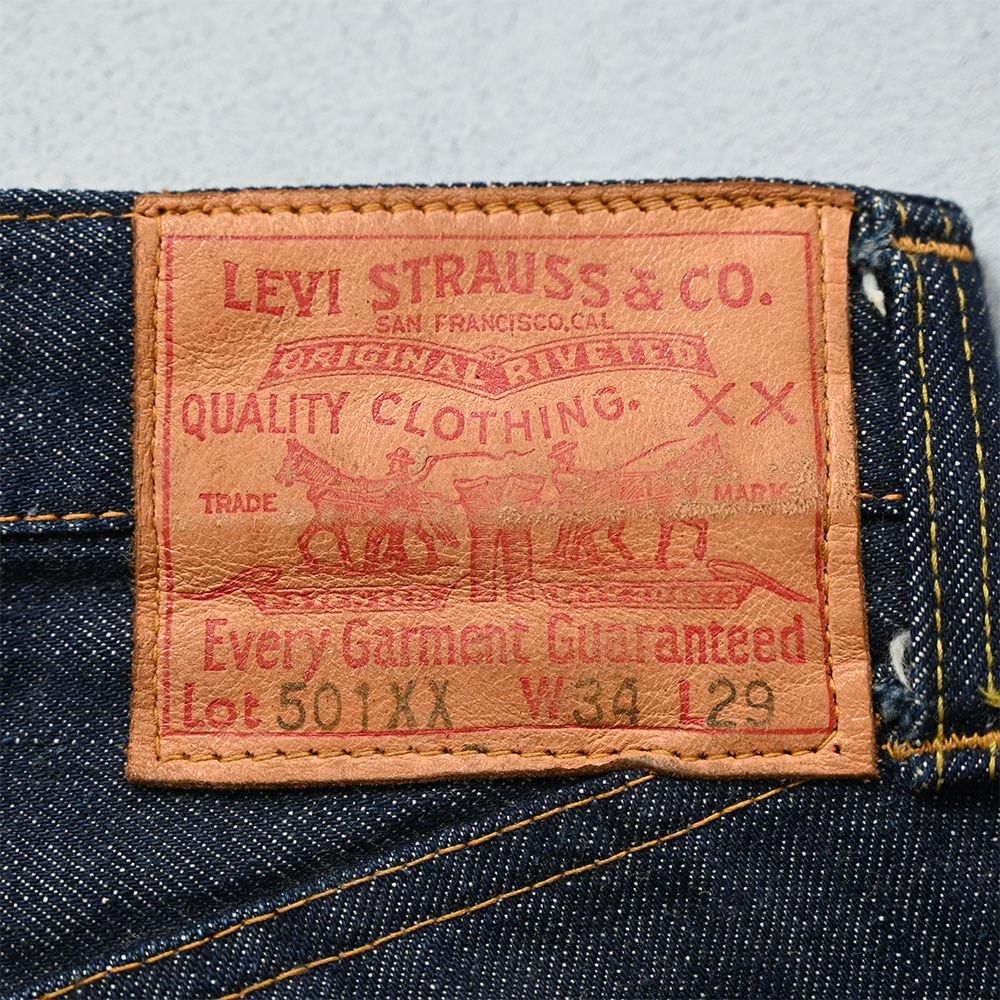 LEVI'S 501XX JEANS with LEATHER PATCH（NON-WASHED/SUPER DARK