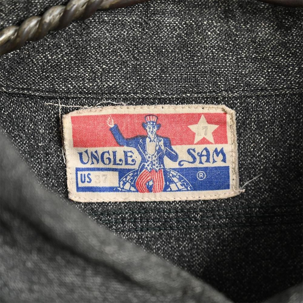 UNCLE SAM BLACK CHAMBRAY WORK SHIRT with UNUSUAL POCKET（SZ