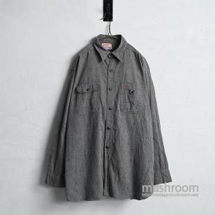 UNCLE SAM BLACK CHAMBRAY WORK SHIRT with UNUSUAL POCKETSZ 17/VERY GOOD CONDITION