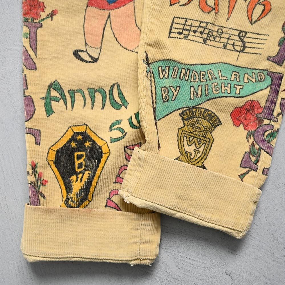 OLD HAND-DRAWN MEMORIAL CORDUROY TROUSERS（1960'S/ART PIECE
