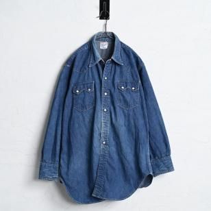 LEVI'S SHORTHORN DENIM WESTERN SHIRT1950'S/DARK COLOR/BIG SIZE