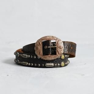 OLD STUDDED JEWEL LEATHER BELTAround 1950'S/GOOD CONDITION