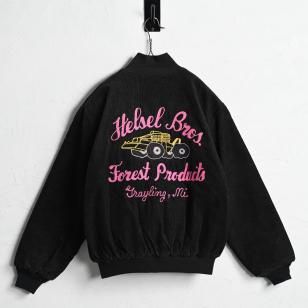 Birdie BLACK CORDUROY JACKET with EMBROIDERY60'S70'S/GOOD CONDITION/MEDIUM