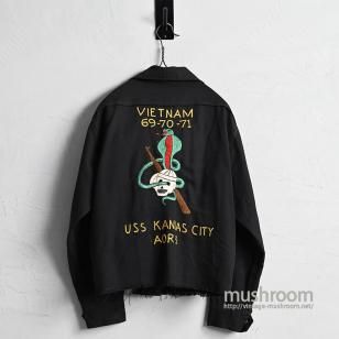 VIET-NAM 69-70-71 TOUR SHIRT with SKULL EMBROIDERYCUT-OFF/VERY GOOD CONDITION