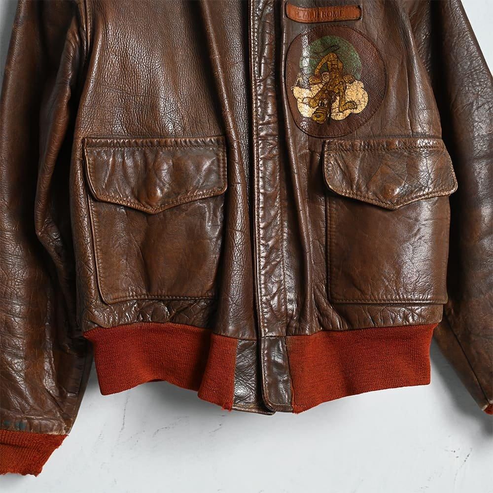 WW2 USAAF A-2 LEATHER FLIGHT JACKET with SQUADRON PATCH by AERO