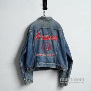 LEVI'S 557 DENIM JACKET with INDIAN MOTORCYCLES EMBROIDERYSUPER BIG SIZE
