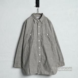 SUPER BIG MAC GRAY CHAMBRAY WORK SHIRT with NICE REPAIR1940'S/SZ 16/GOOD CONDITION 