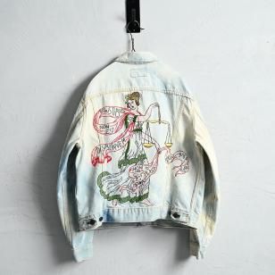 LEVI'S 70505-0217 DENIM JACKET with EMBROIDERYGOOD BLEACH/BIG SIZE