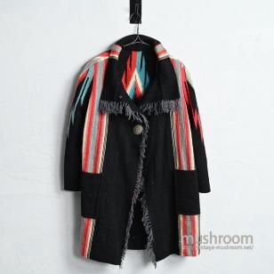OLD BLACK CHIMAYO BLANKET COATAround 1940'S/GOOC CONDITION