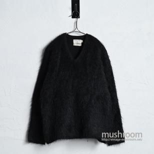 OLD BLACK SHAGGY WOOL V-NECK SWEATER1950'S/MEDIUM/GOOD CONDITION