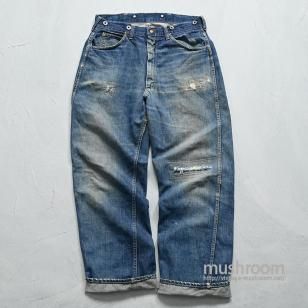 PAY DAY DENIM WORK PANTS1950'S/GOOD INDIGO & REPAIR