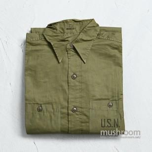 U.S.NAVY COTTON POPLIN UTILITY SHIRT1940'S/DEADSTOCK/SZ 15