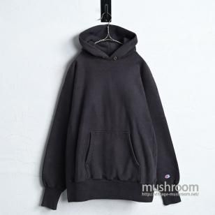 CHAMPION BLACK PLAIN REVERSE WEAVE HOODY1990'S/GOOD CONDITION/LARGE