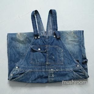 DUBBLEWARE DENIM OVERALL with PAINTAround 1930'S/BIG SIZE