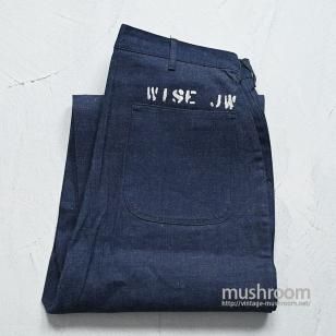 U.S.NAVY DUNGAREE DENIM TROUSERS with STENCILAround 1940'S/DEADSTOCK/W34