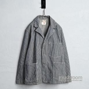 NEVER-RIPUM HICKORY-STRIPED CHORE JACKET1940'S/SZ 42/ALMOST DEADSTOCK