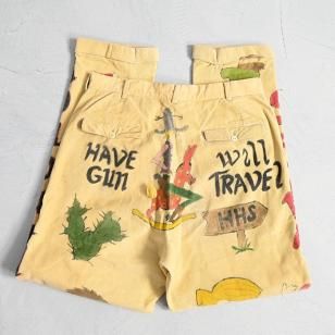 OLD HAND-DRAWN MEMORIAL CORDUROY TROUSERS1960'S/ART PIECE