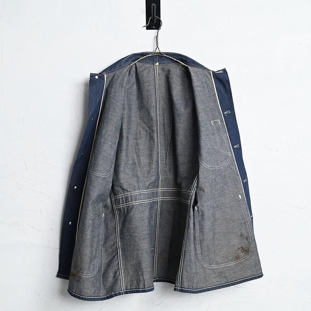 OLD 4-POCKET DENIM CHORE JACKET with UNUSUAL DETAIL（Around
