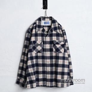 PENDLETON PLAID L/S WOOL SHIRT1970'S/VERY GOOD CONDITION/X-LARGE