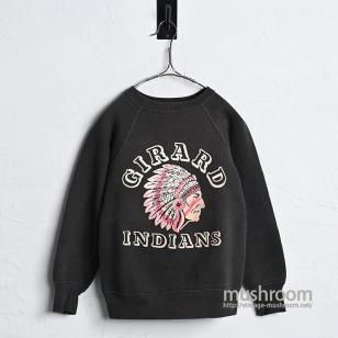 OLD INDIAN COLOR FLOCK PRINT SWEAT SHIRT1960'S/BLACK BODY/GOOD CONDITION