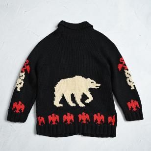 POLAR BEAR BLACK COWICHAN WOOL JACKET1950's-60'S/RARE PIECE