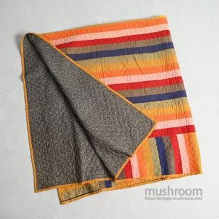 OLD CALICO RAINBOW PATHWORK QUILTAround 1880'S-1900's/GOOD CONDITION