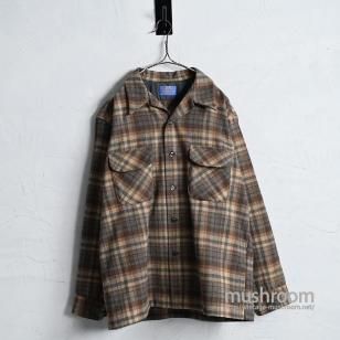 PENDLETON PLAID L/S WOOL SHIRT1970'S/ALMOST DEADSTOCK/X-LARGE
