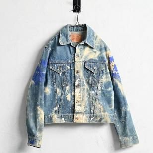LEVI'S 557 DENIM JACKET with HANDPAINT& BLEECH1960'S/SZ 44