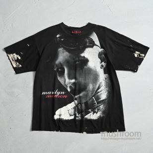 MARILYN MANSON PRINT T-SHIRT with BLEACHGOOD DAMAGE/X-LARGE