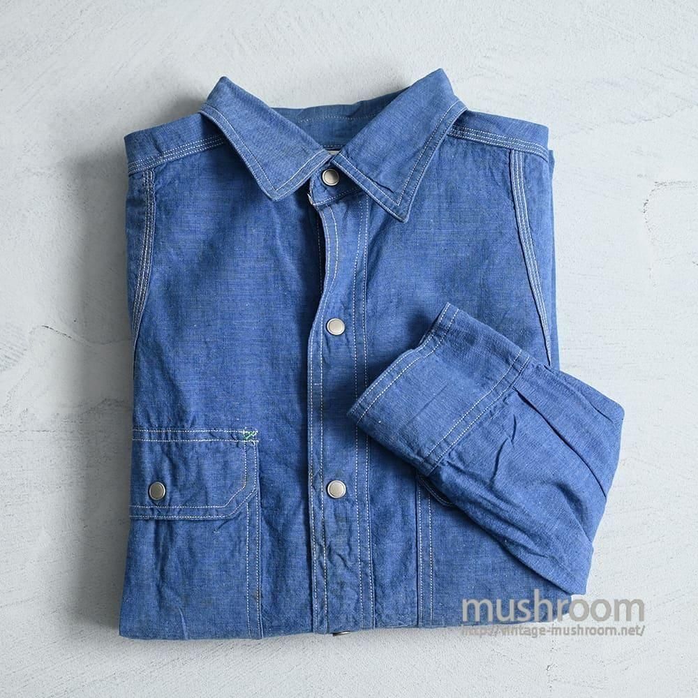TOPCRAFT BLUE CHAMBRAY L/S WORK SHIRT with ELBOW PATCH TOPCRAFT BLUE CHAMBRAY L/S WORK SHIRT with ELBOW PATCH