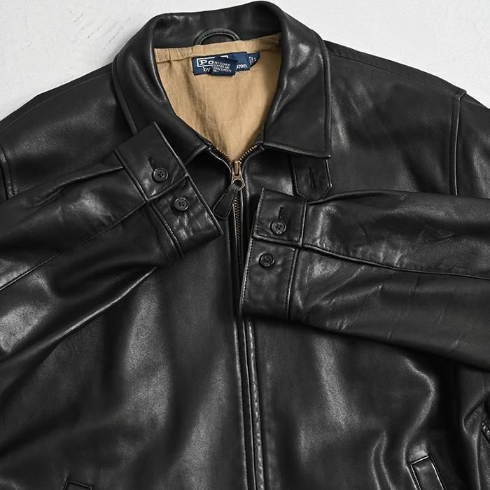 Polo by Ralph Lauren LEATHER JACKET with CHINSTRAP（GOOD