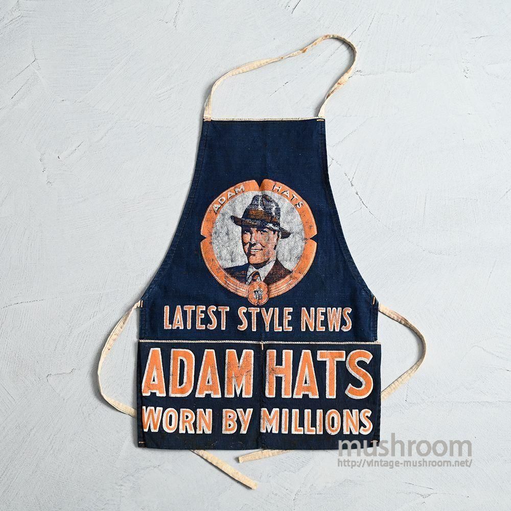 ADAM HATS ADVERTISING DENIM APRON（1940'S/SUPER DARK COLOR
