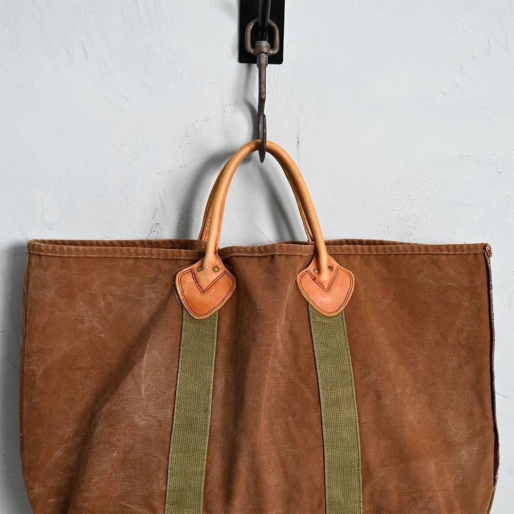 L.L.BEAN BROWN CANVAS TOTE BAG with LEATHER HANDLE(RARE L.L.BEAN BROWN CANVAS TOTE BAG with LEATHER HANDLE(RARE