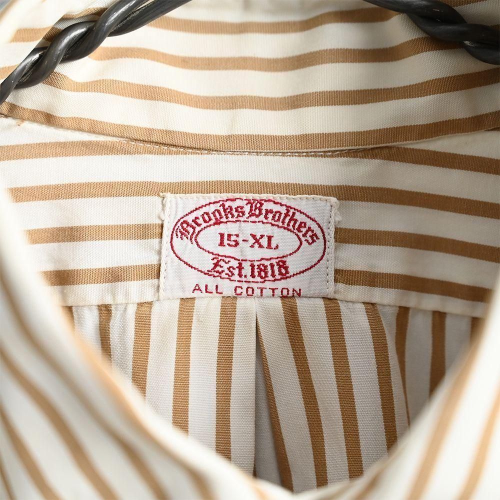 BROOKS BROTHERS BROWN STRIPED B/D SHIRT（GOOD CONDITION/X