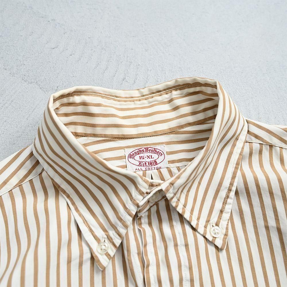 BROOKS BROTHERS BROWN STRIPED B/D SHIRT（GOOD CONDITION/X