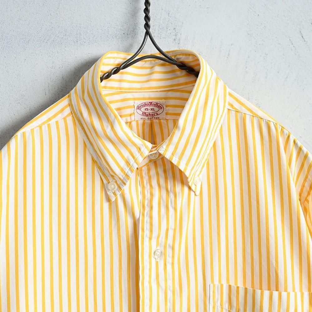 BROOKS BROTHERS YELLOW STRIPED B/D SHIRT（MINT CONDITION/X
