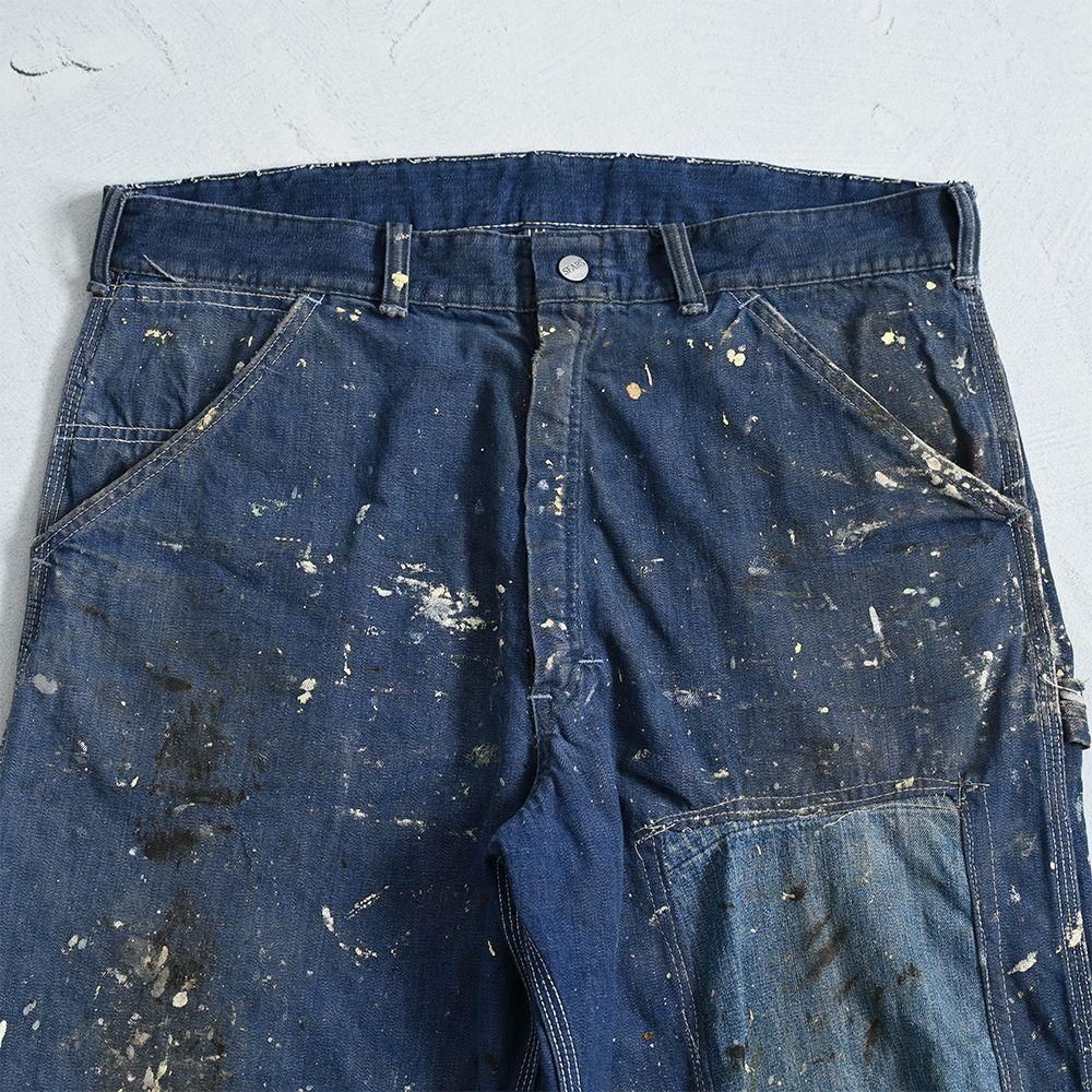 SEARS DENIM PAINTER PANTS with PAINT（1960'S/AMAZING REPAIR