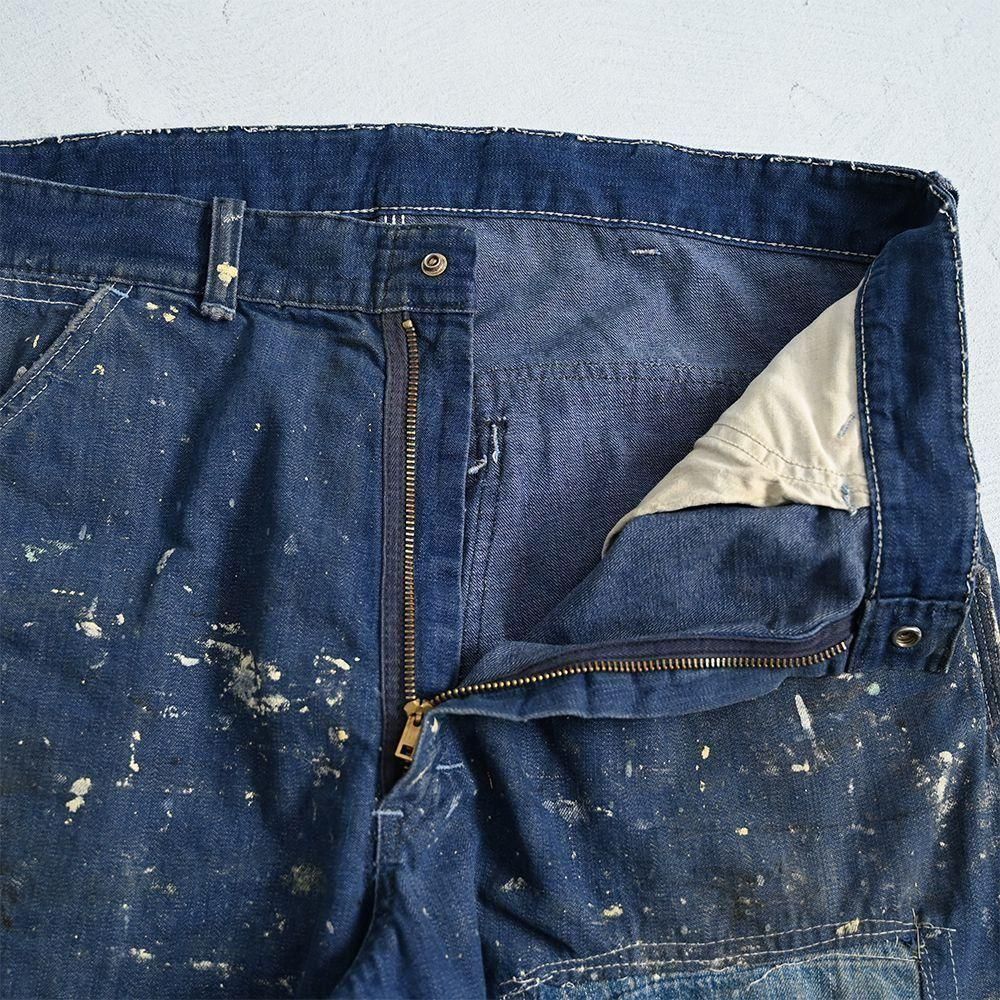 SEARS DENIM PAINTER PANTS with PAINT（1960'S/AMAZING REPAIR