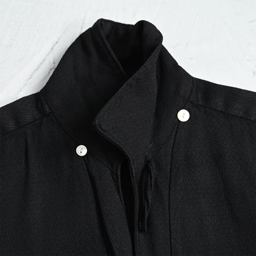 PILGRIM BLACK PLAIN S/S RAYON SHIRT（1950'S/GOOD CONDITION