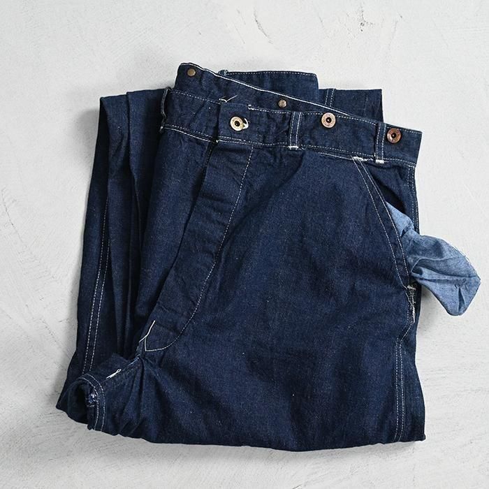 WW2 UNKNOWN DENIM PAINTER PANTS with UNUSUAL SLEEKSUPER DARK COLOR
