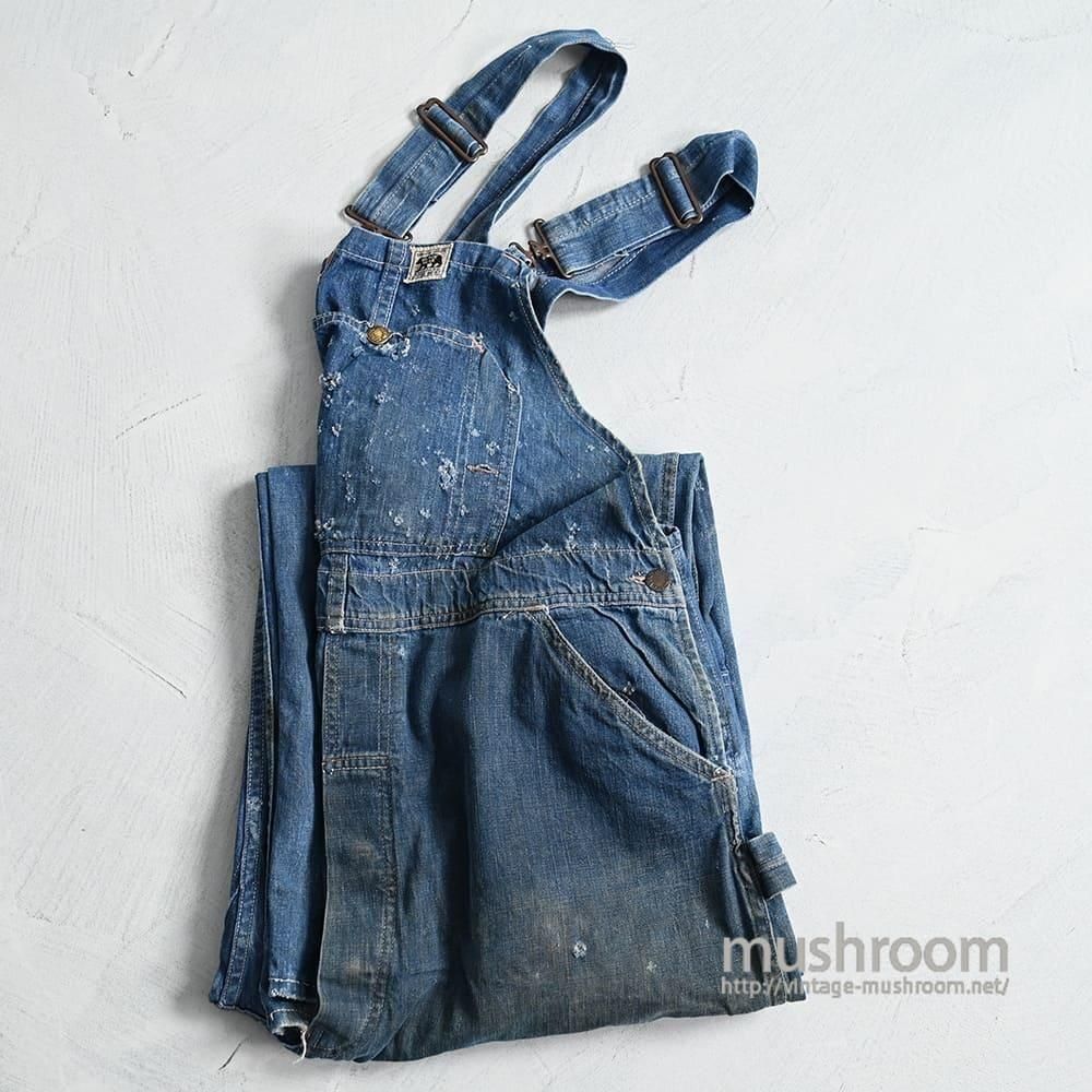 BLACK BEAR DENIM OVERALLSAround 1940'S/GOOD INDIGO