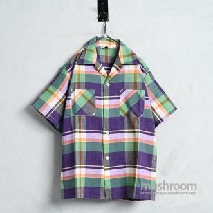 HOLLY CRAFT S/S MADRAS PLAID COTTON SHIRTALMOST DEADSTOCK/LARGE
