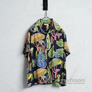 MADE IN HONOLULU HAWAIIAN SHIRTAround 1950'S/BLACK or NAVY/MEDIUM