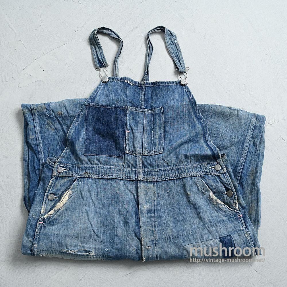 OLD ONE-POCKET BIB OVERALLS1930'S/AMAZING REPAIR