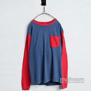 TOWNCRAFT TWO-TONE L/S T-SHIRT with POCKETGOOD CONDITION/X-LARGE